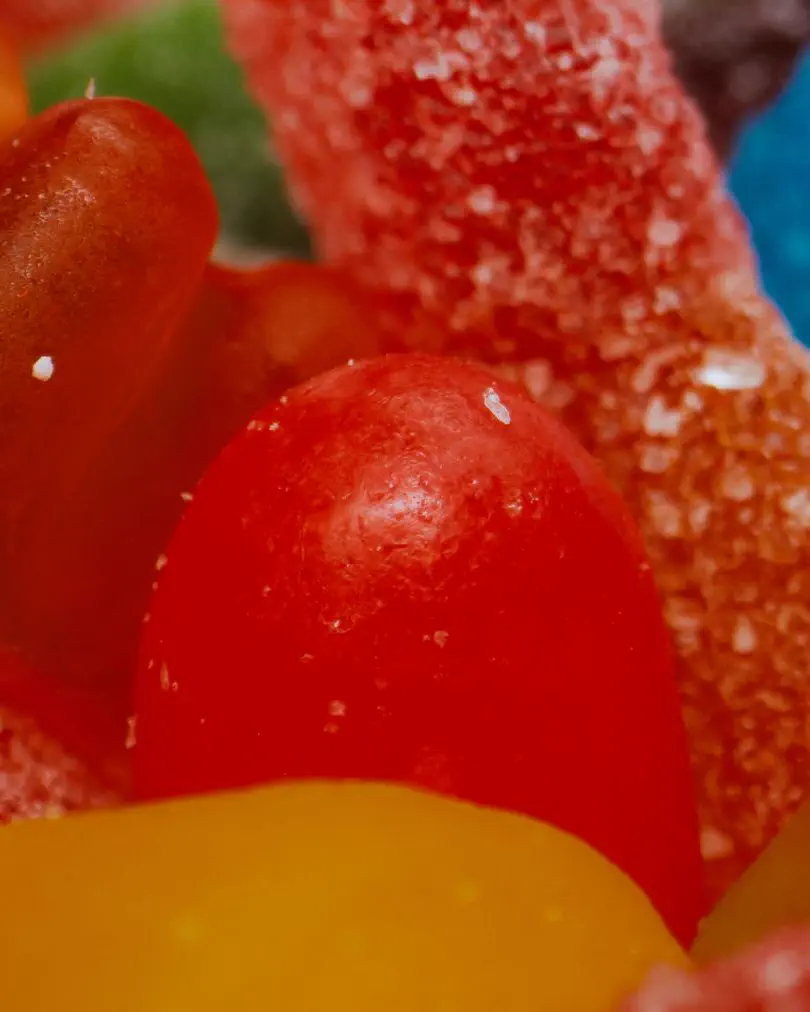 Close-up of sugar-coated jelly sweets