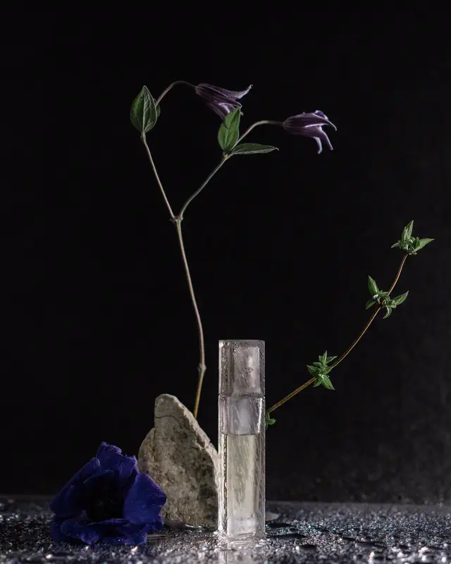 Perfume bottle with flowers